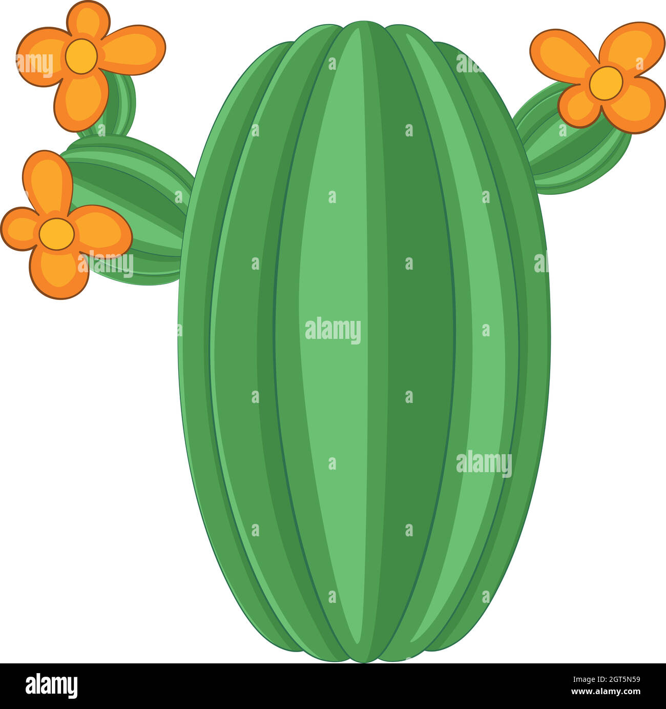 Flowering cactus icon, cartoon style Stock Vector