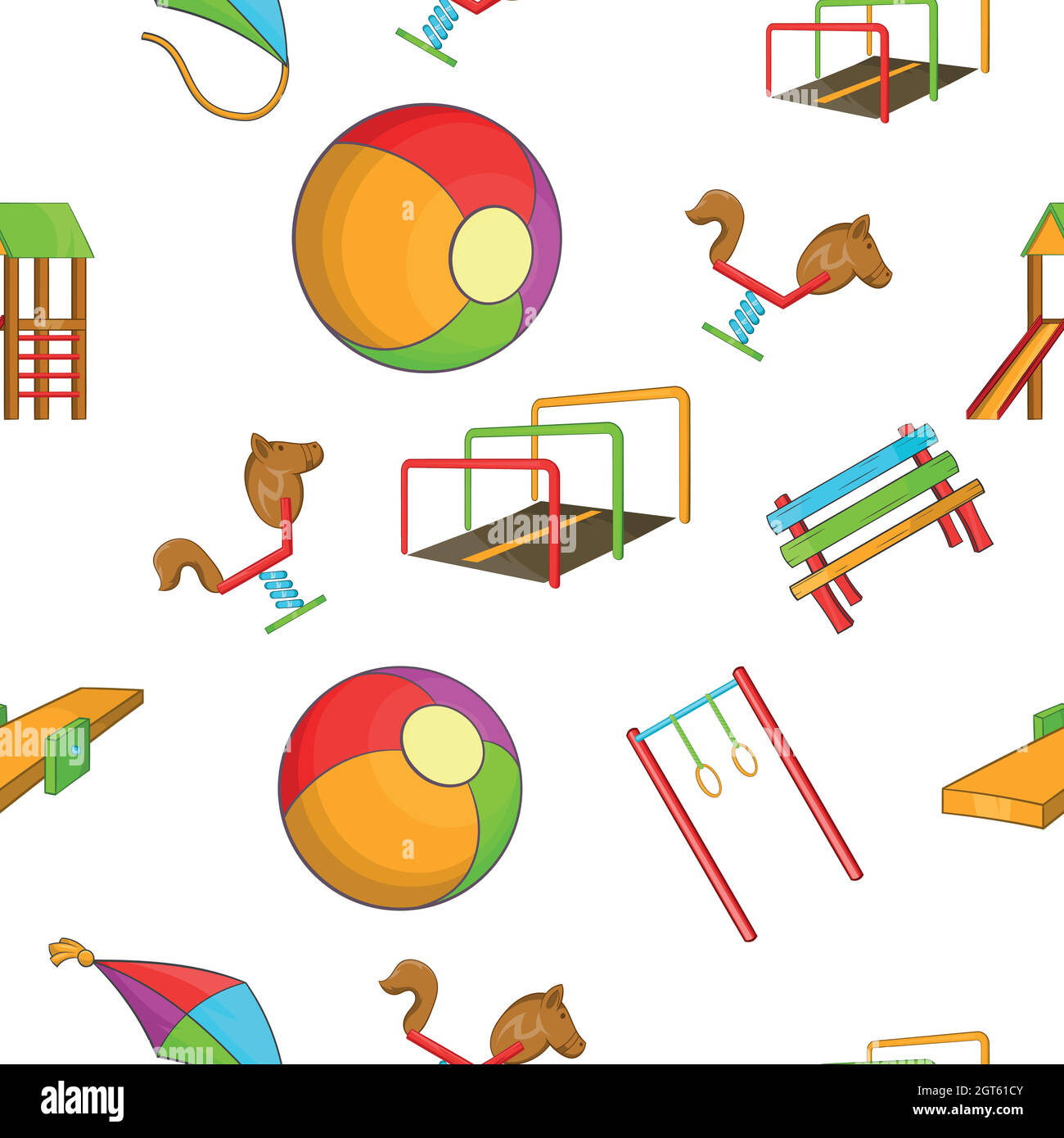 Attractions for children pattern, cartoon style Stock Vector