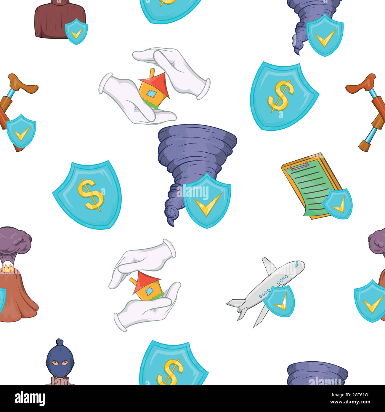 Disaster pattern, cartoon style Stock Vector