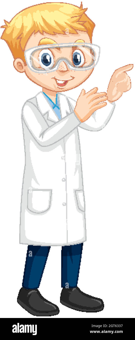 A boy cartoon character wearing laboratory coat Stock Vector Image & Art Alamy