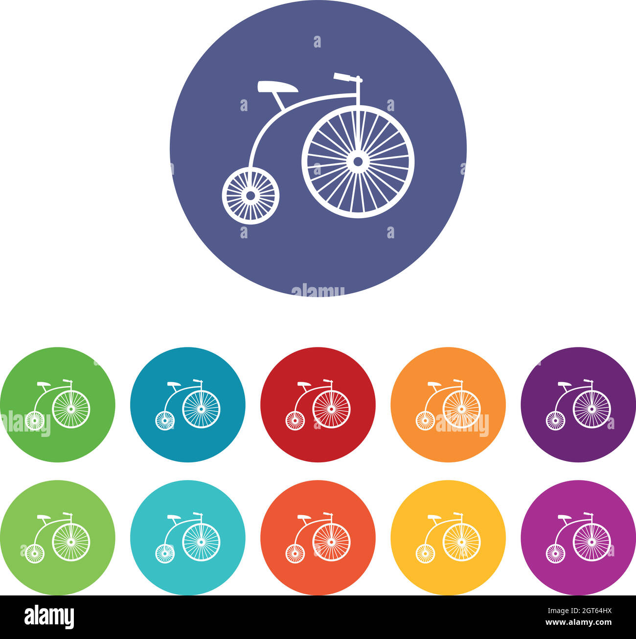 Penny-farthing set icons Stock Vector