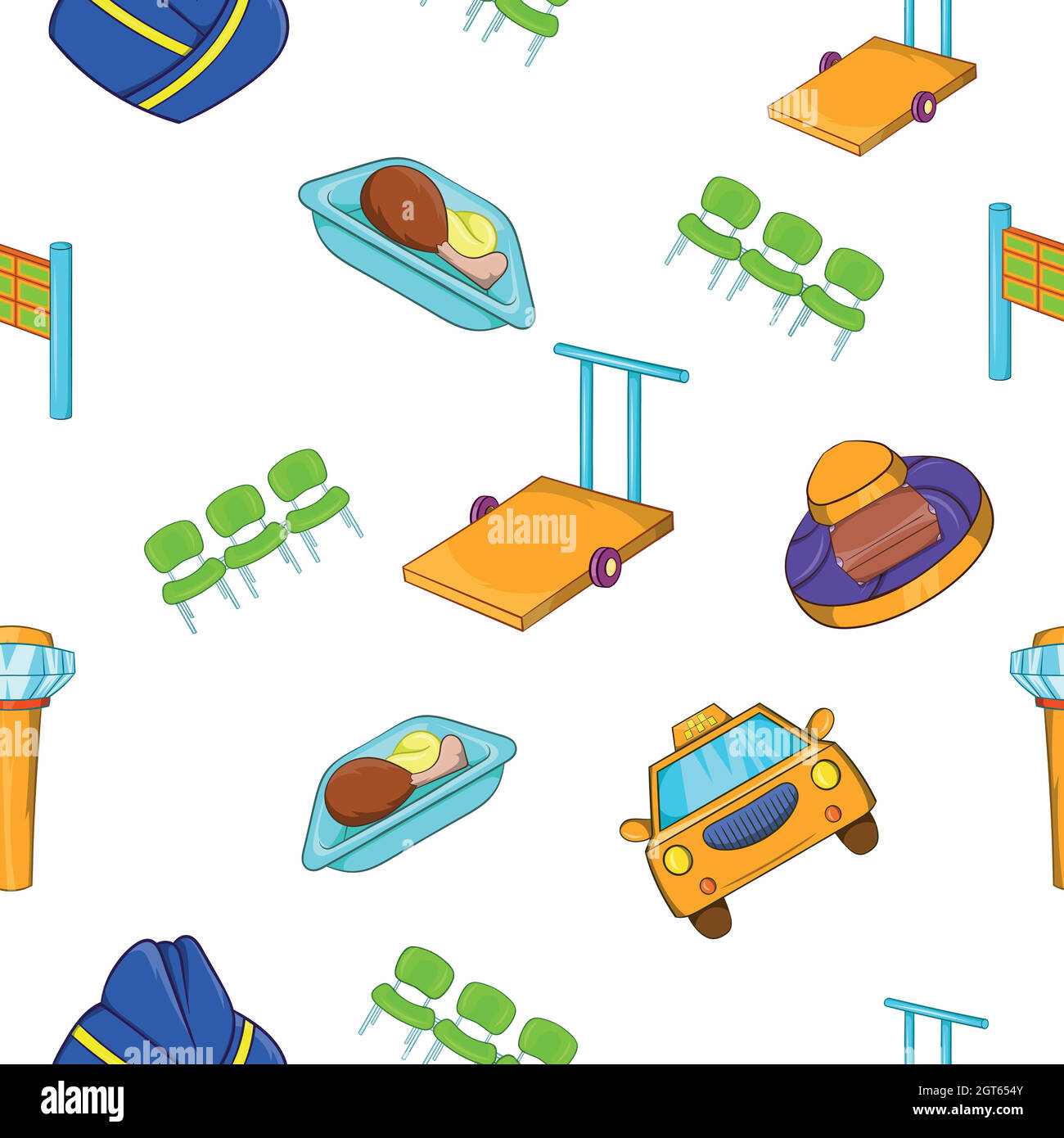 Flying on plane pattern, cartoon style Stock Vector
