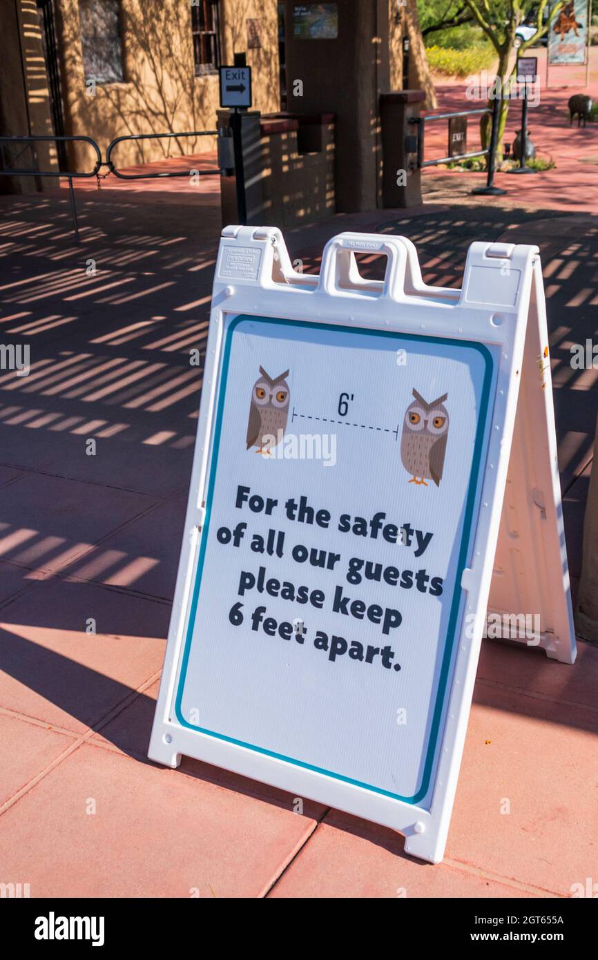 Six feet apart sign board in public area Stock Photo Alamy