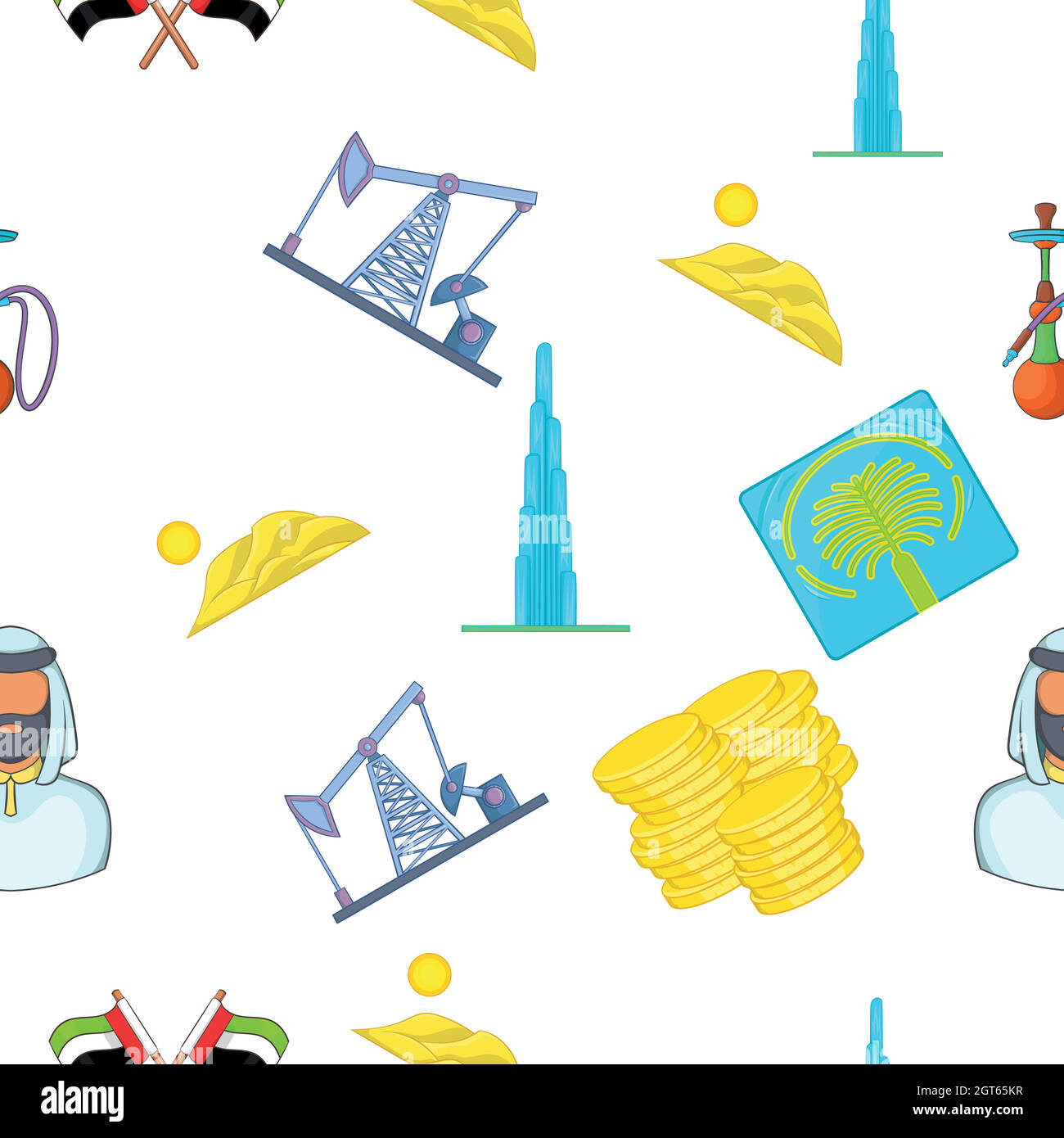 State of UAE pattern, cartoon style Stock Vector