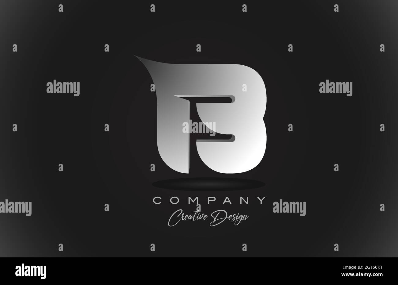 B white gradient alphabet letter logo icon with black background ...