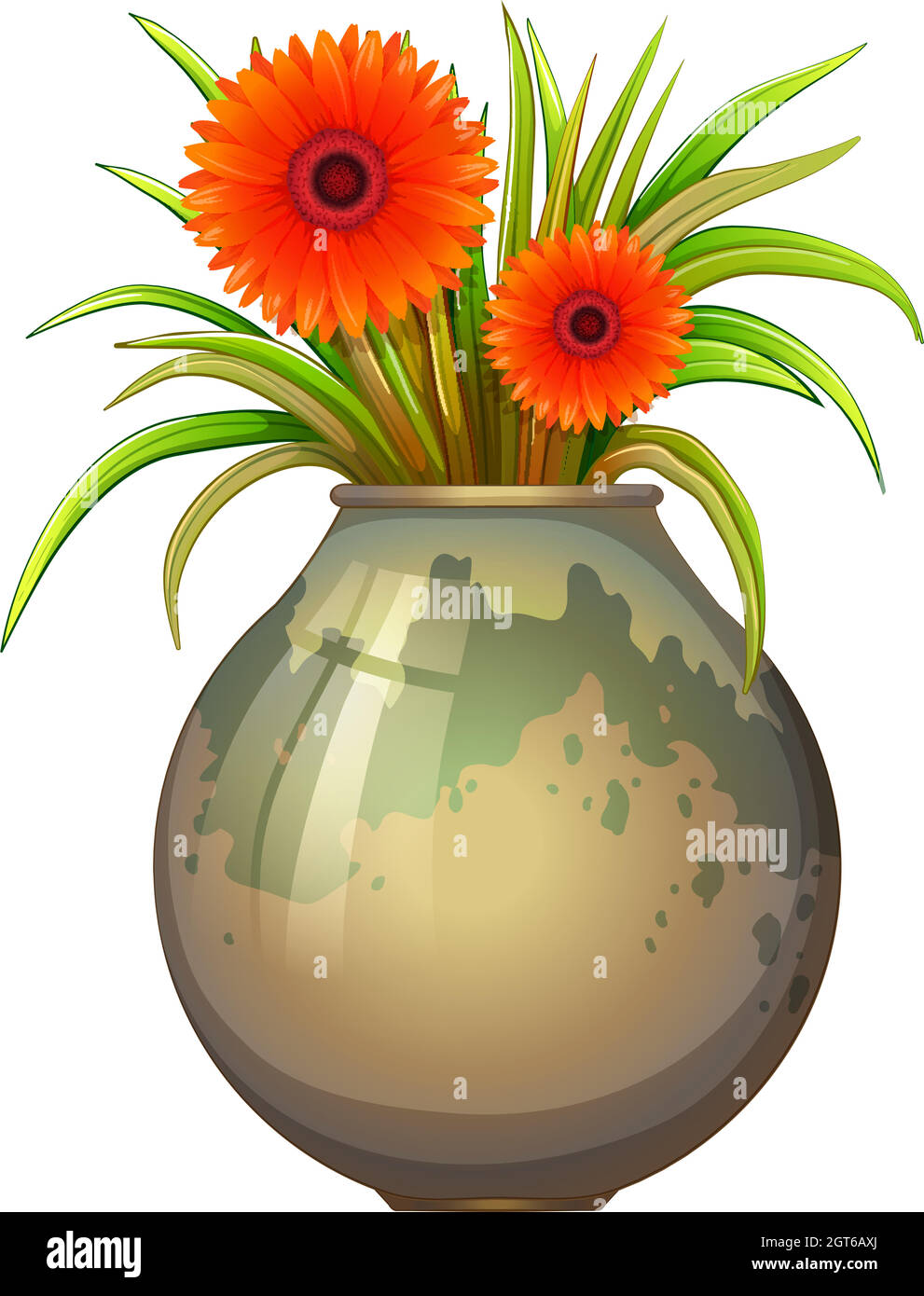 A big pot with a flowering plant Stock Vector
