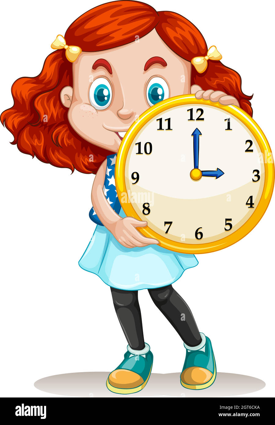 Girl holding a round clock Stock Vector Image & Art Alamy