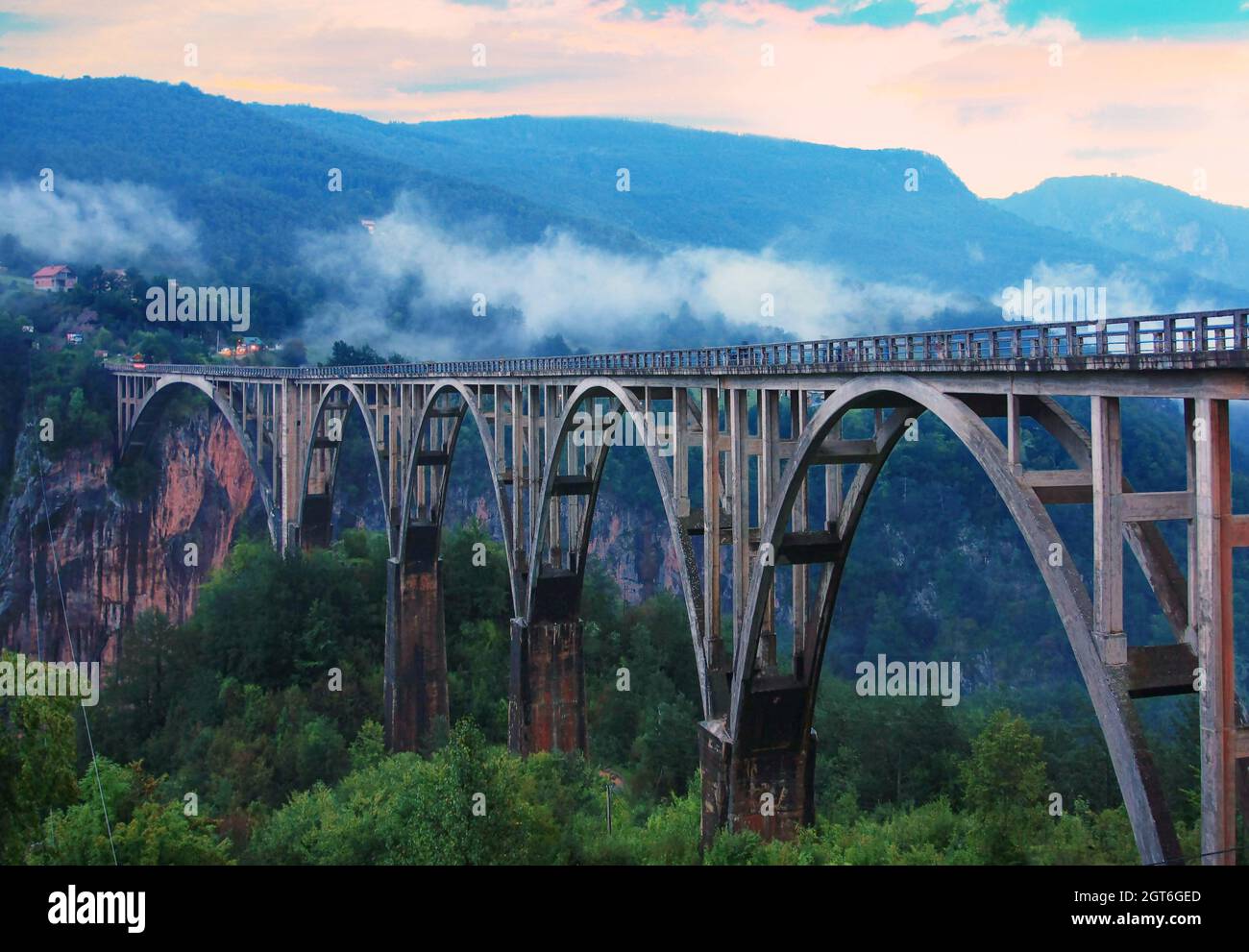 Most na Đurđevića Tari Arch bridge in Montenegro. Stock Photo