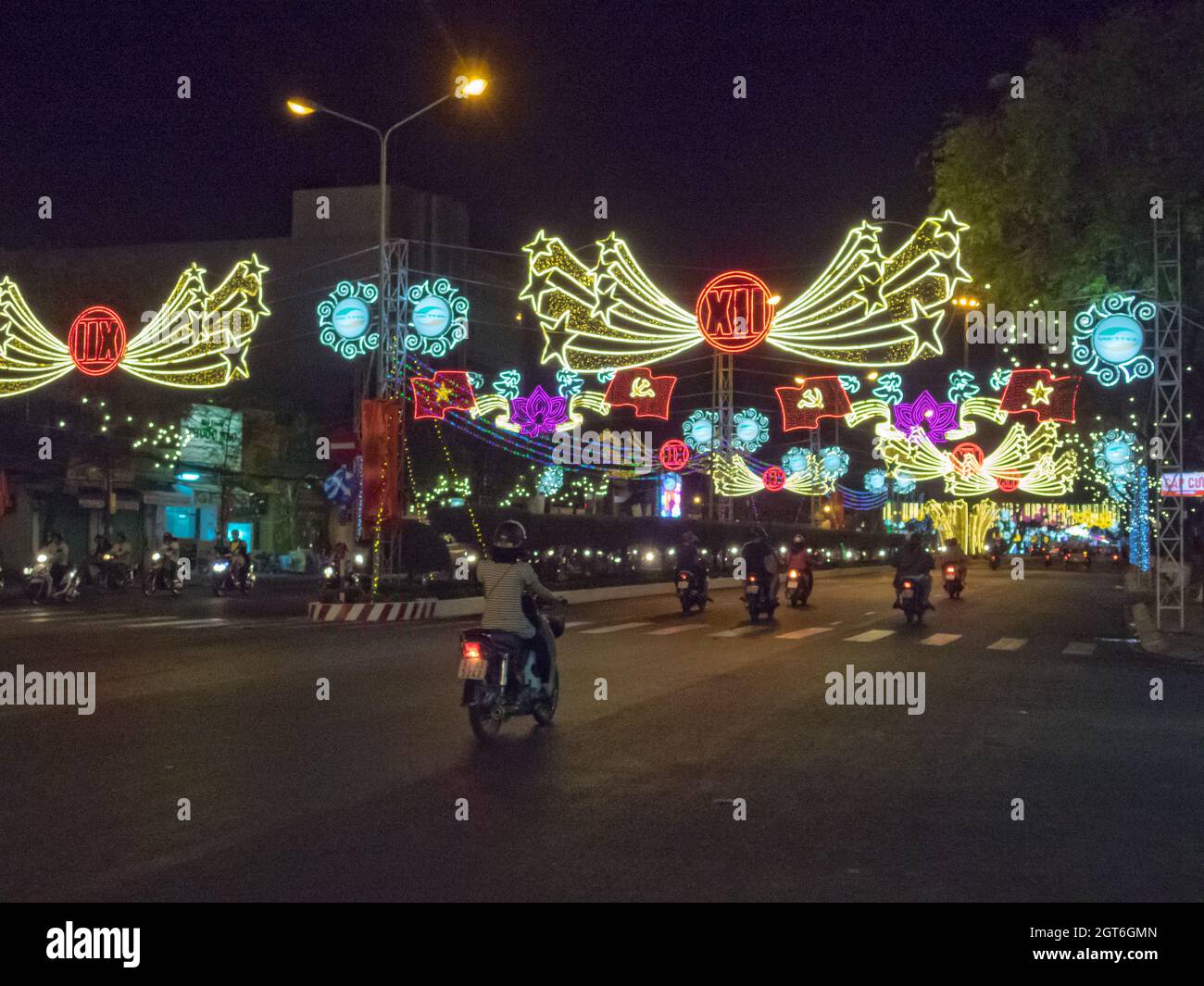 Neon lights for the 12th National Congress of the Communist Party - Can  Tho, Vietnam Stock Photo - Alamy