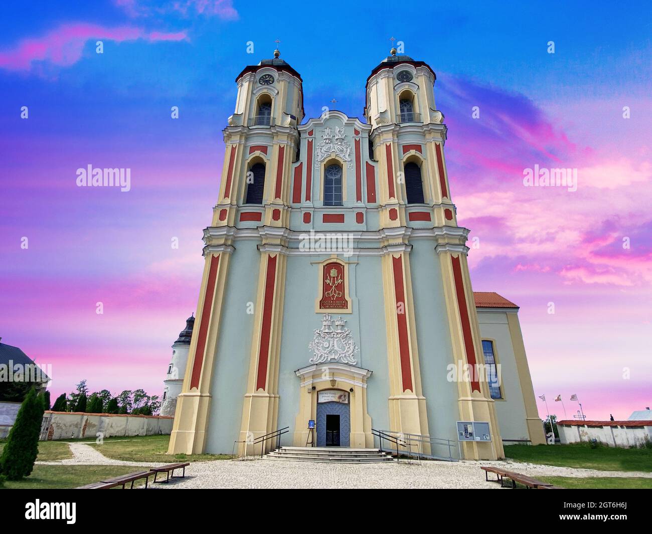 Roman Catholic basilica of Blessed Virgin Mary Visitation in Sejny, Town in Poland. Stock Photo