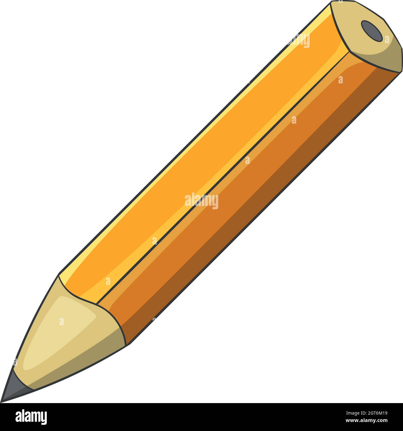 Yellow pencil icon, cartoon style Stock Vector