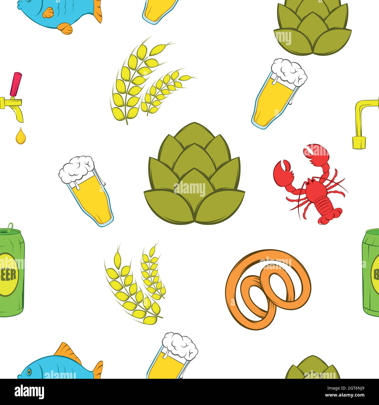 Alcohol pattern, cartoon style Stock Vector