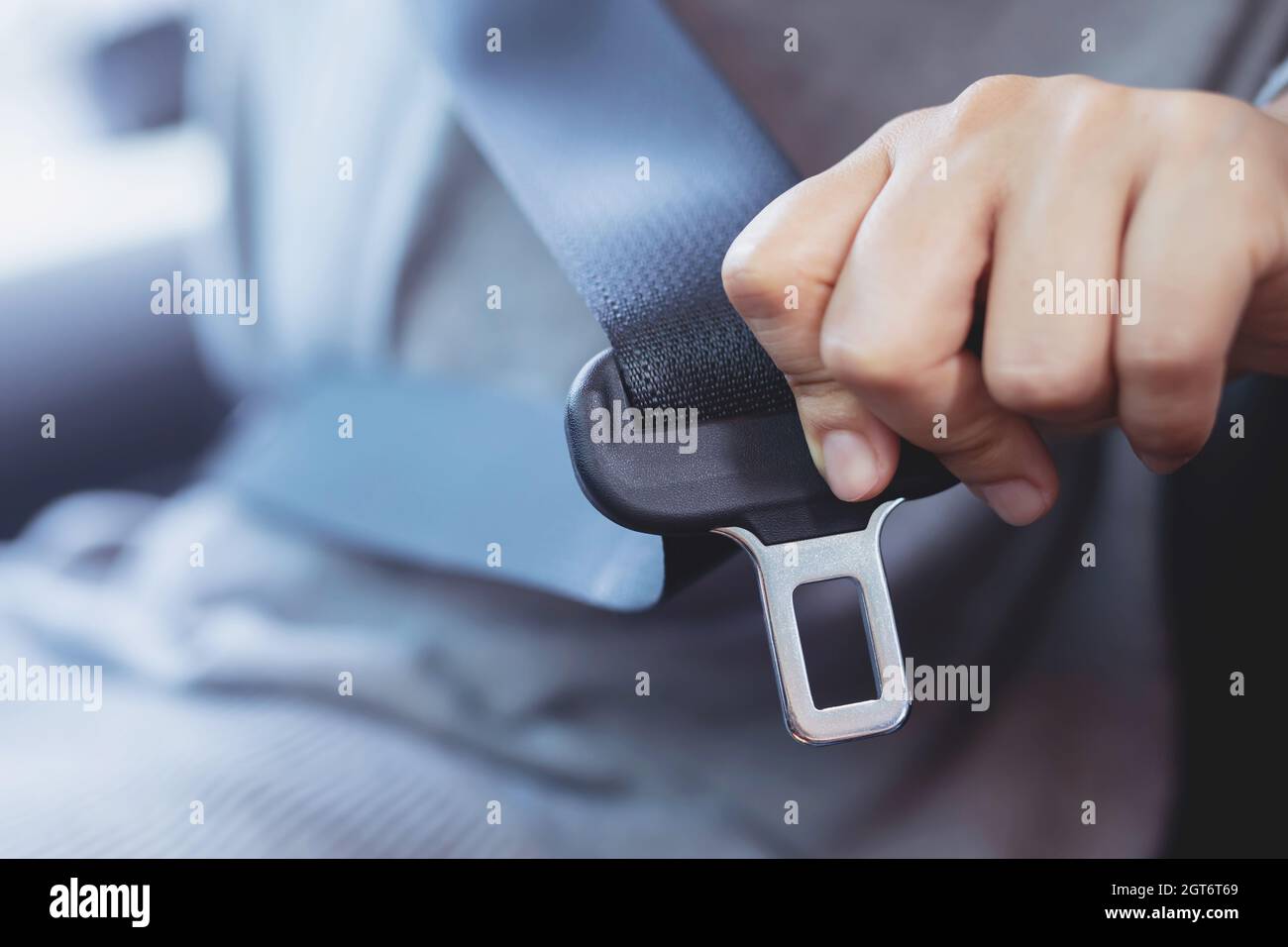 The Driver Wearing A Seat Belt For Safety Stock Photo Alamy