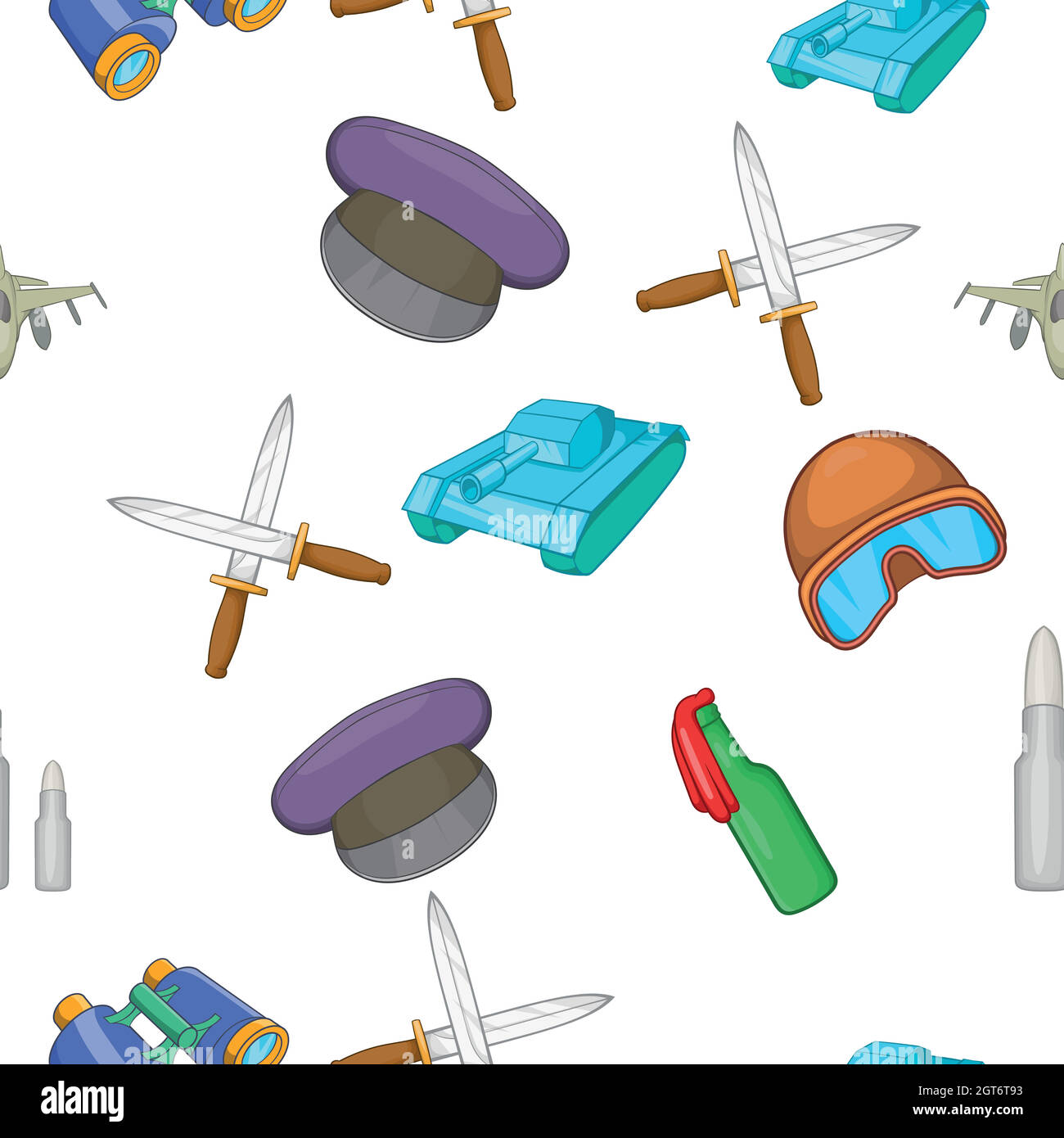 Weaponry pattern, cartoon style Stock Vector