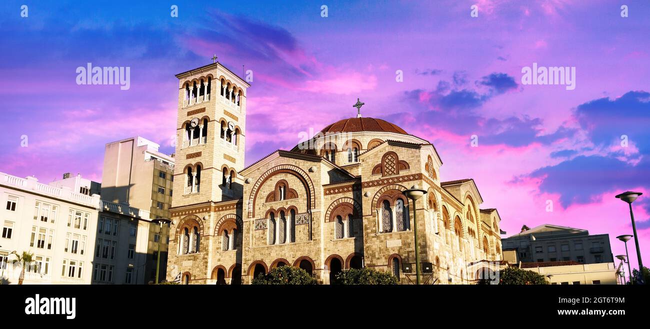 The Church of the Holy Trinity is a Byzantine-era church at Filellinon Street that serves the Russian Orthodox community of Athens, Greece. Stock Photo