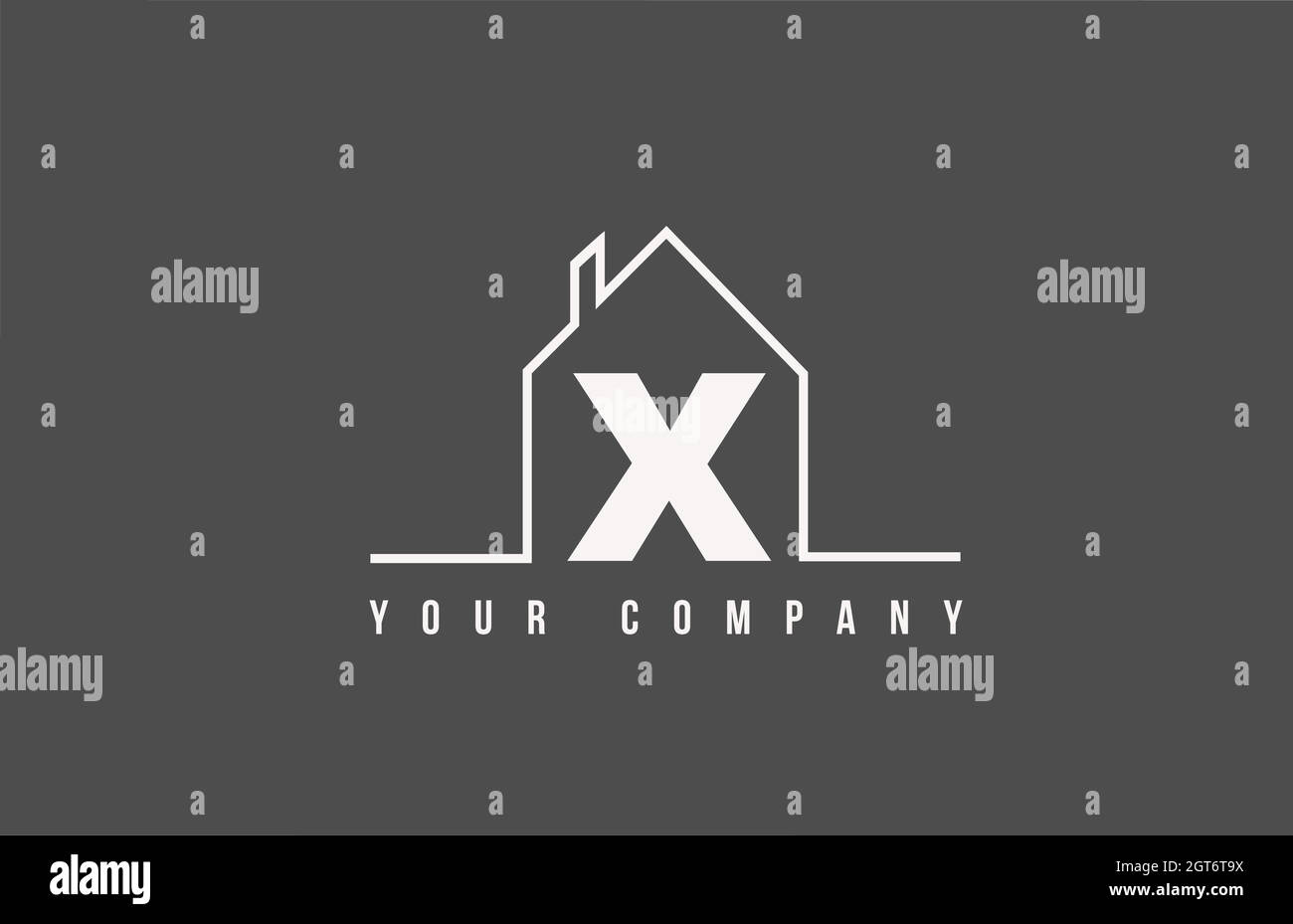 X alphabet letter icon logo of a home. Real estate house design for company and business identity with line Stock Vector