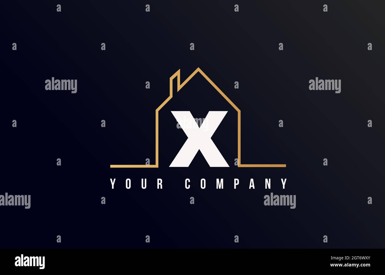 X house alphabet letter icon logo design. House real estate for company and business identity with line contour of a home Stock Vector