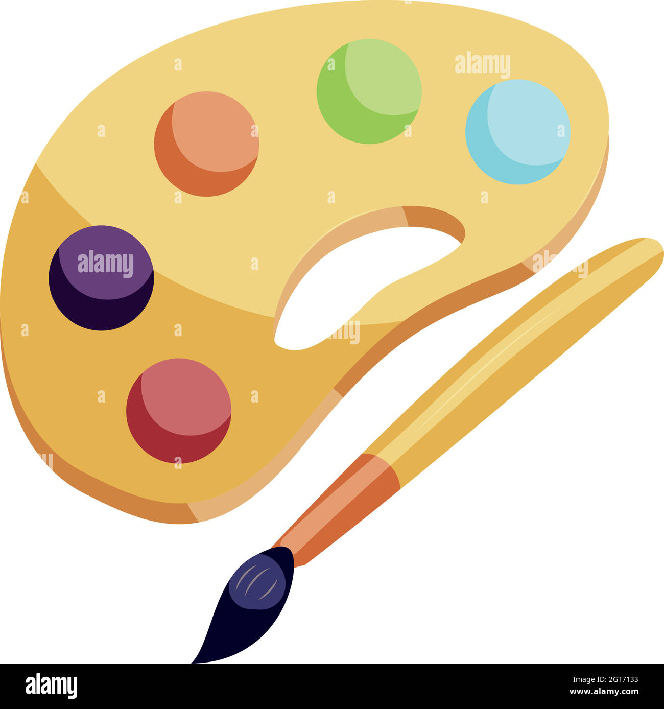 Art palette and brush icon, cartoon style Stock Vector