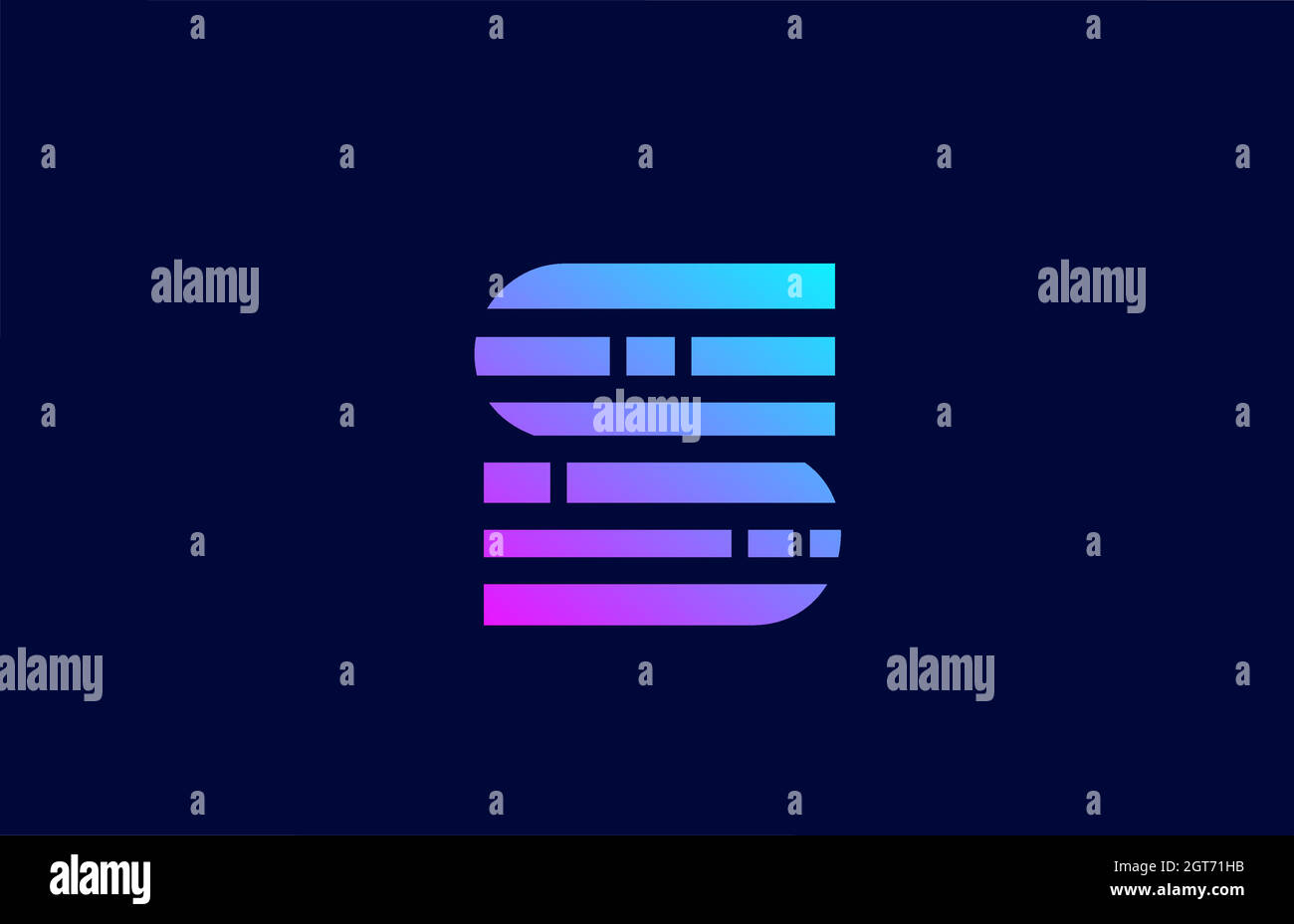 letter S logo alphabet icon with block line. Creative design for business and company with in pink blue gradient color Stock Vector