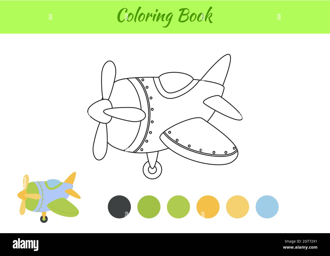Coloring book airplane for children. Educational activity page for ...
