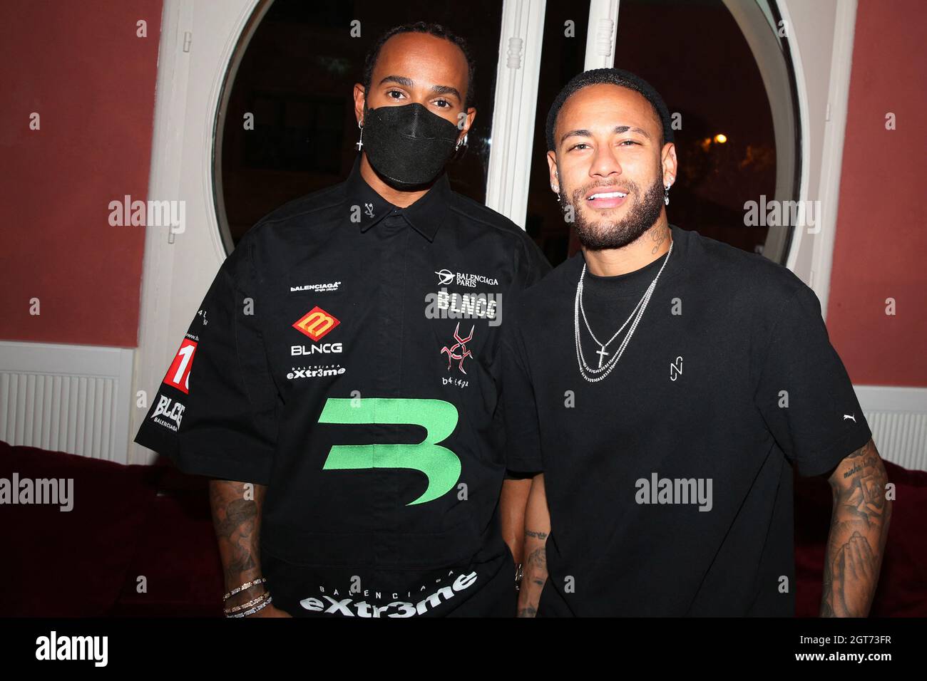 Paris, France . 02nd Oct, 2021. Lewis Hamilton and Neymar Jr attending  party to celebrate Cindy Bruna's 27th birthday organized by Five Eyes  Production held at ''Giuse Trattoria" in Paris, France on