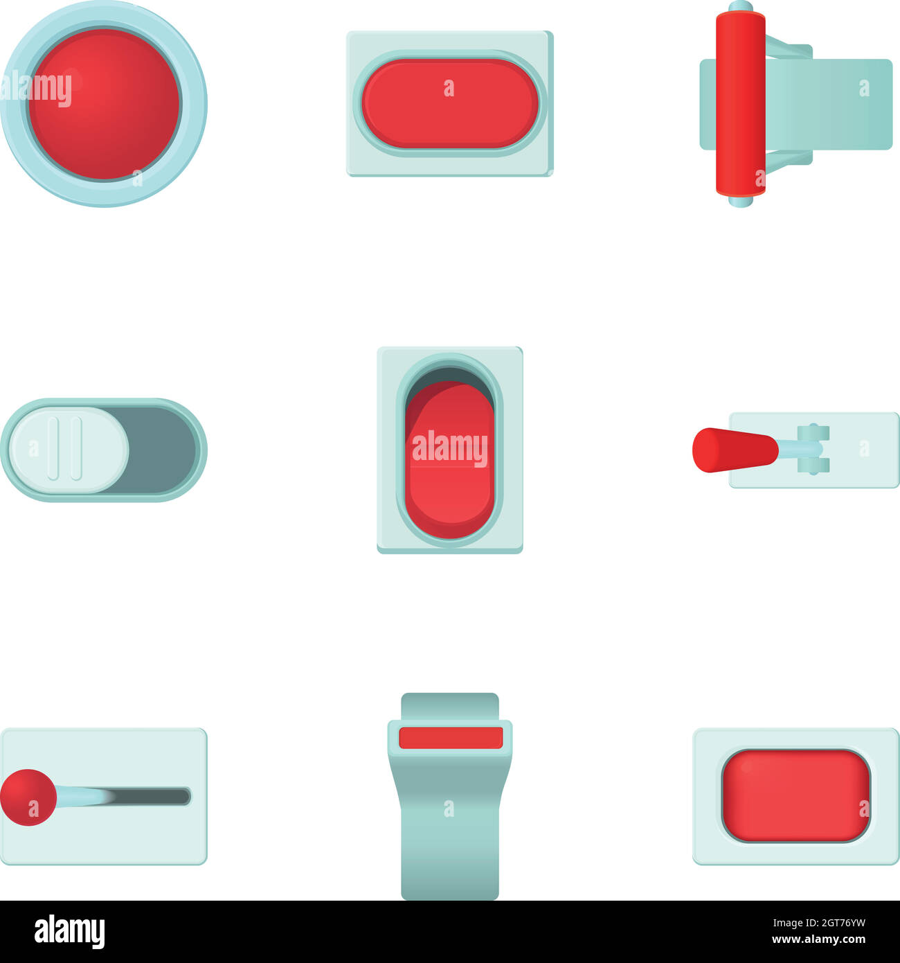 Button icons set, cartoon style Stock Vector