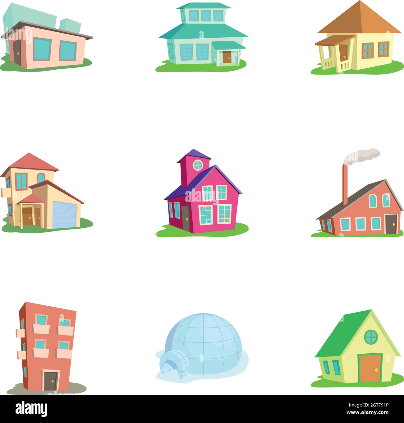 Building icons set, cartoon style Stock Vector Image & Art - Alamy