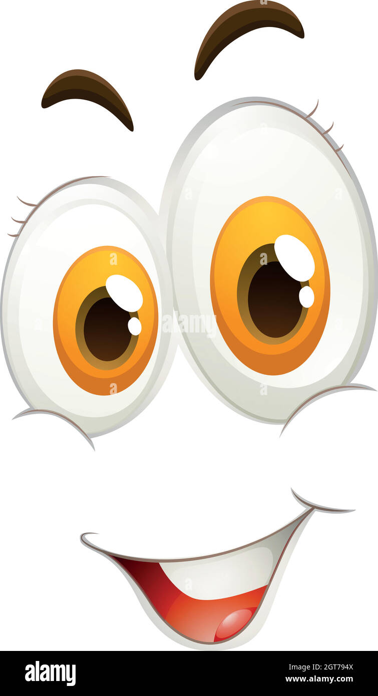Happy facial expression on white Stock Vector