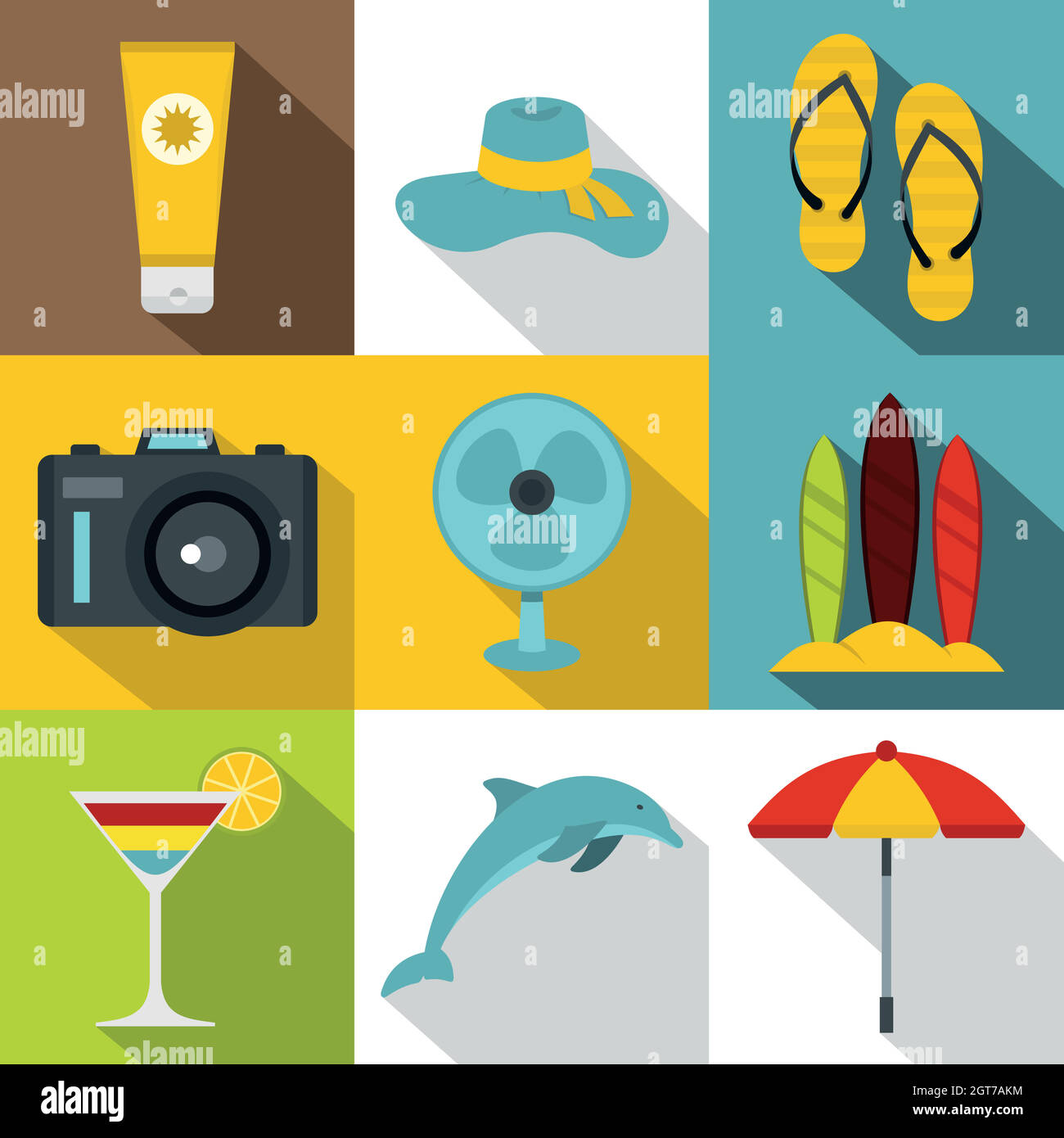 Trip to sea icons set, flat style Stock Vector Image & Art - Alamy