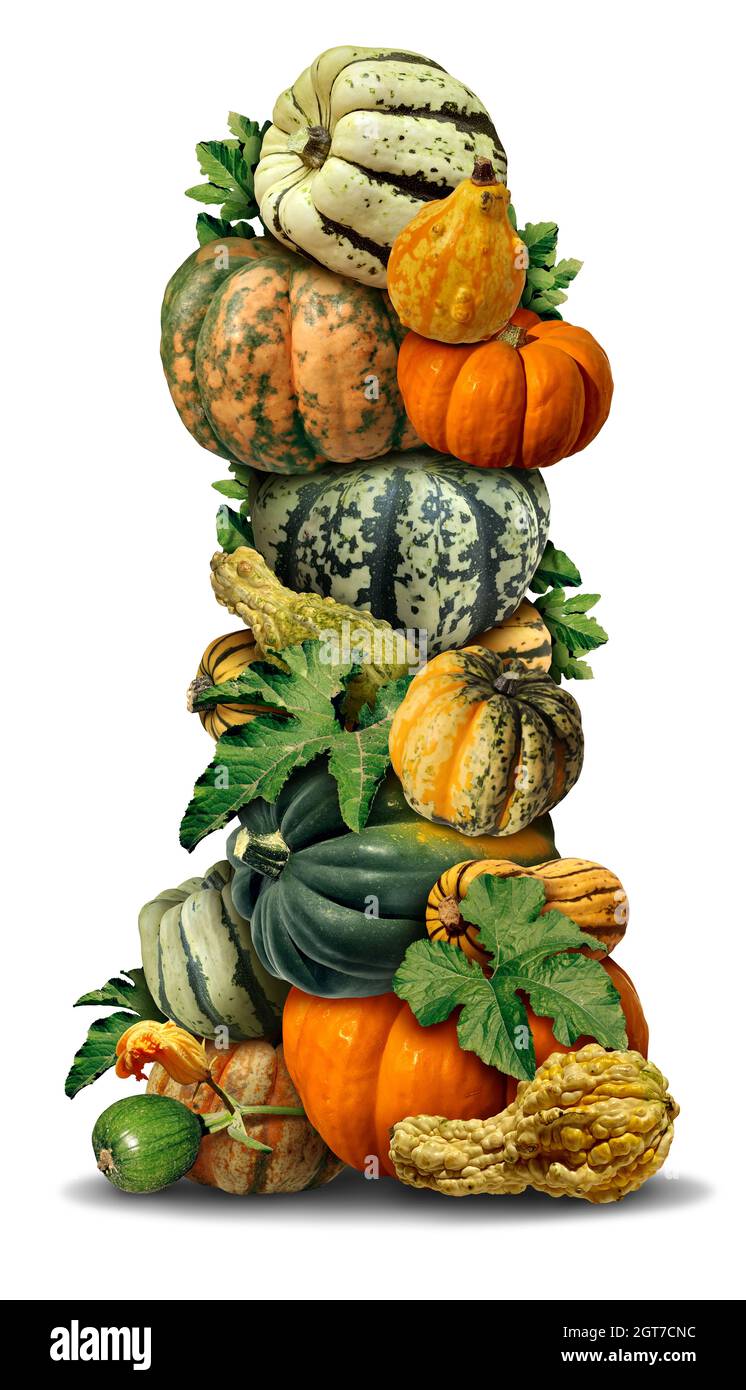 Harvest Vegetables Vertical Banner on a white background as a thanksgiving autumn design element. Stock Photo