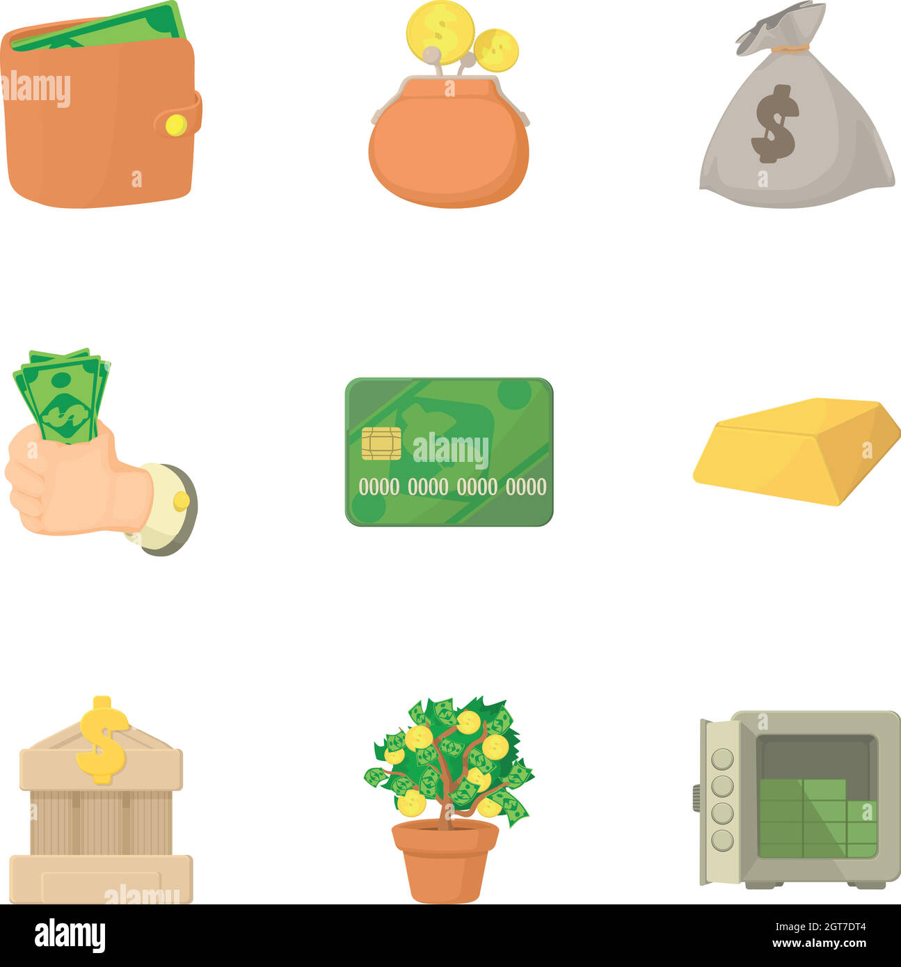 Finance icons set, cartoon style Stock Vector