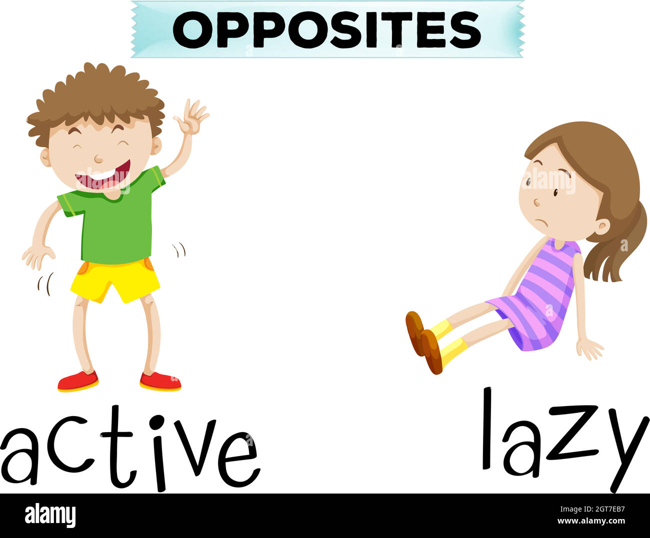 Opposite words for active and lazy Stock Vector Image & Art - Alamy