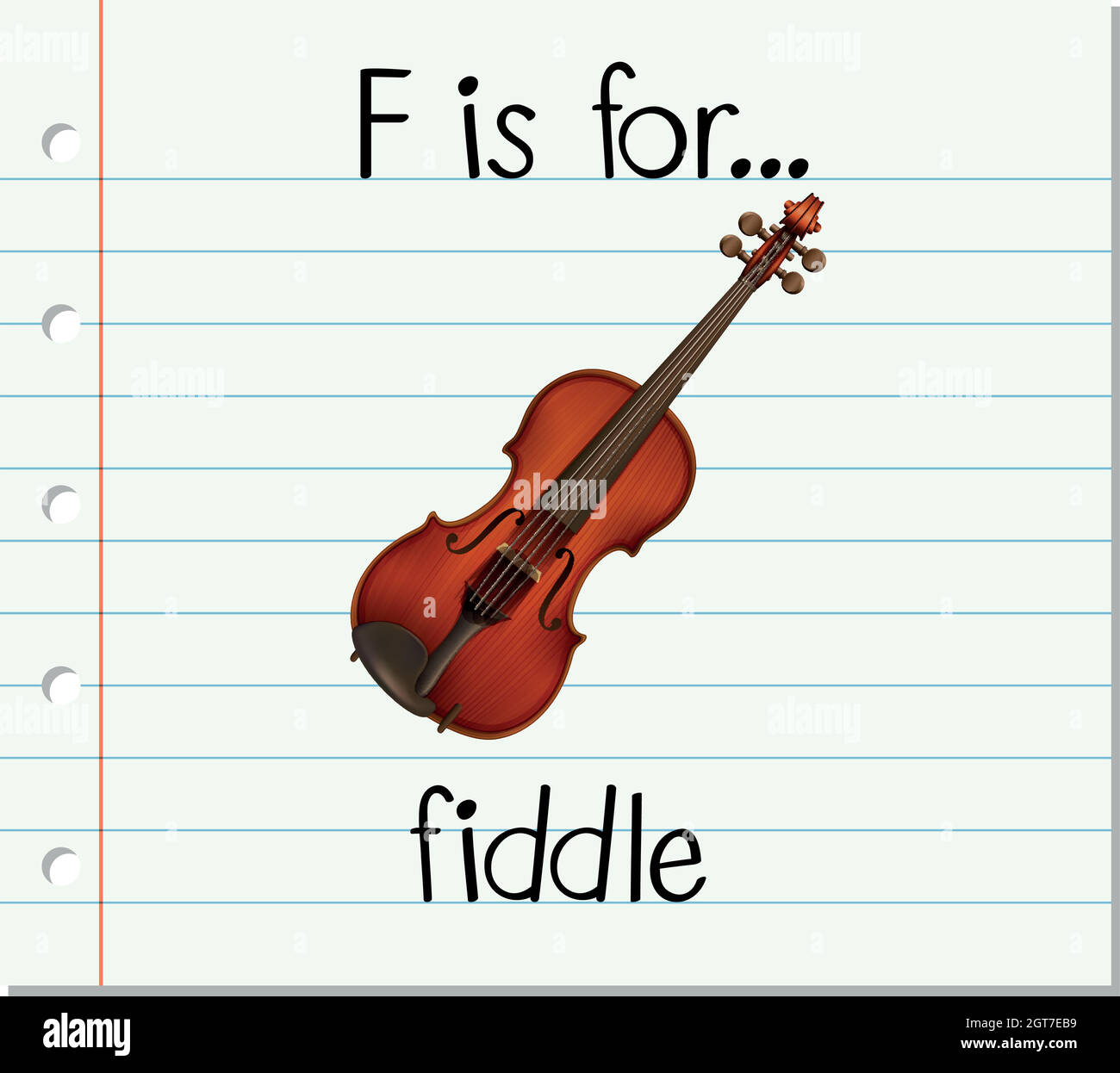 Flashcard letter F is for fiddle Stock Vector