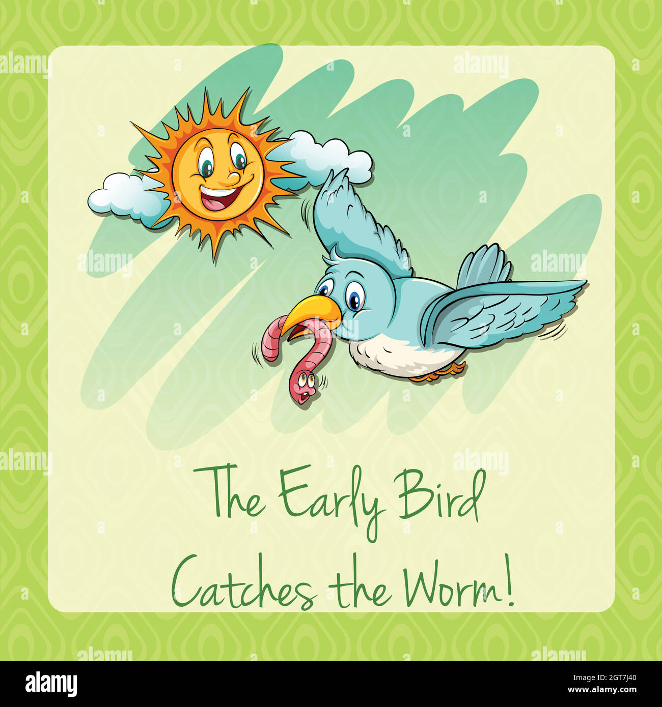 Early bird catches the worm Stock Vector