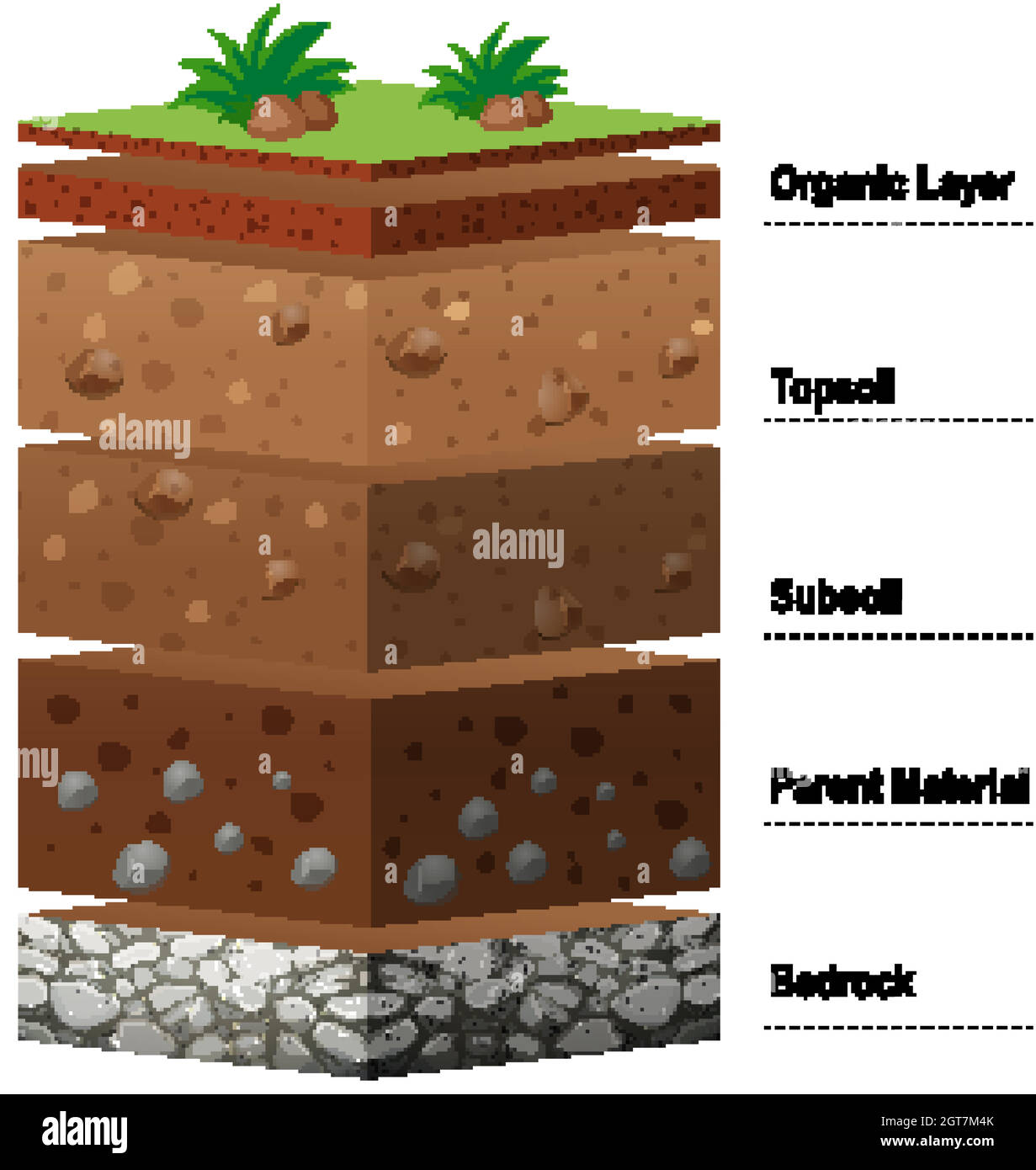 Different layers of soil on earth Stock Vector