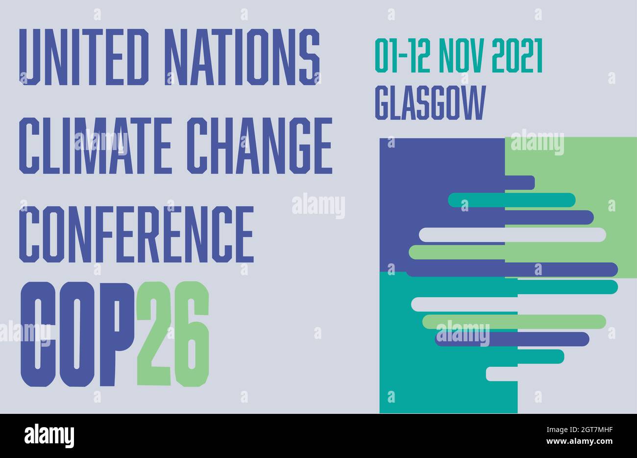 COP 26 Glasgow 2021 vector illustration - United Nations Climate Change Conference Stock Vector
