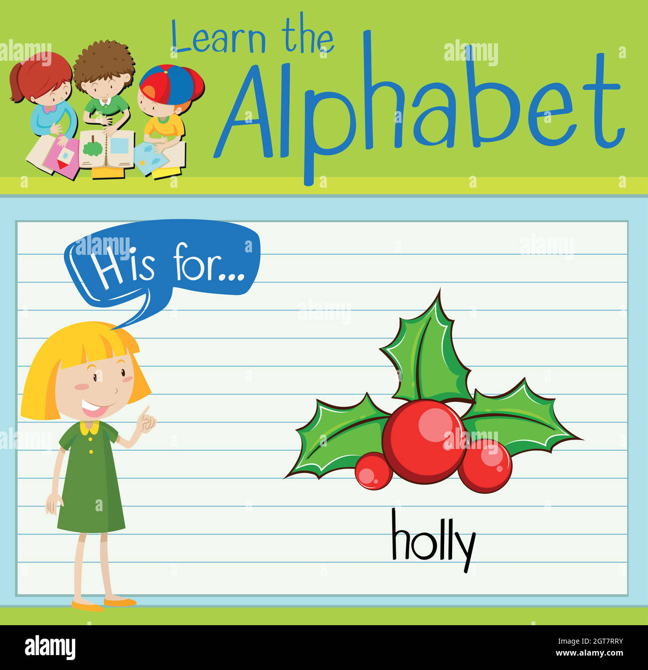 Flashcard letter H is for holly Stock Vector