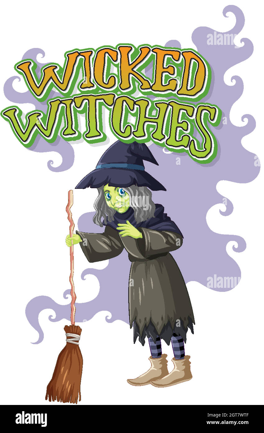 Wicked witches holding broom Stock Vector