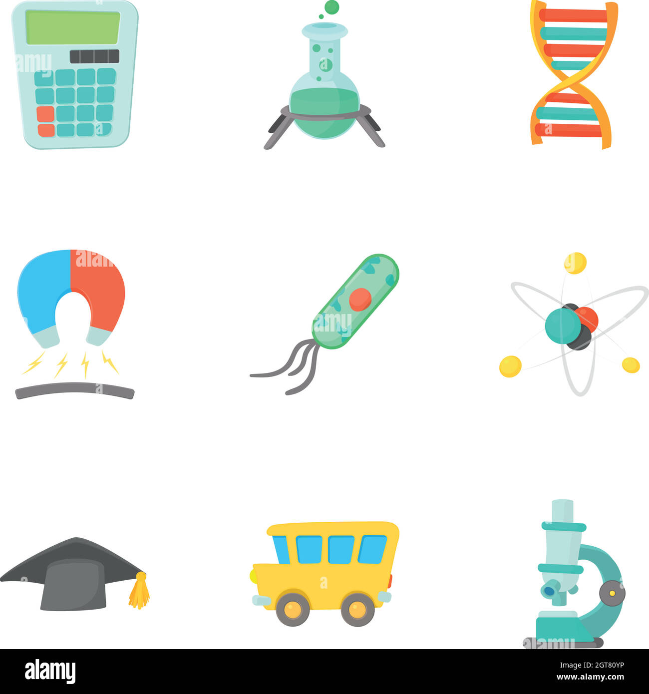 Schooling icons set, cartoon style Stock Vector