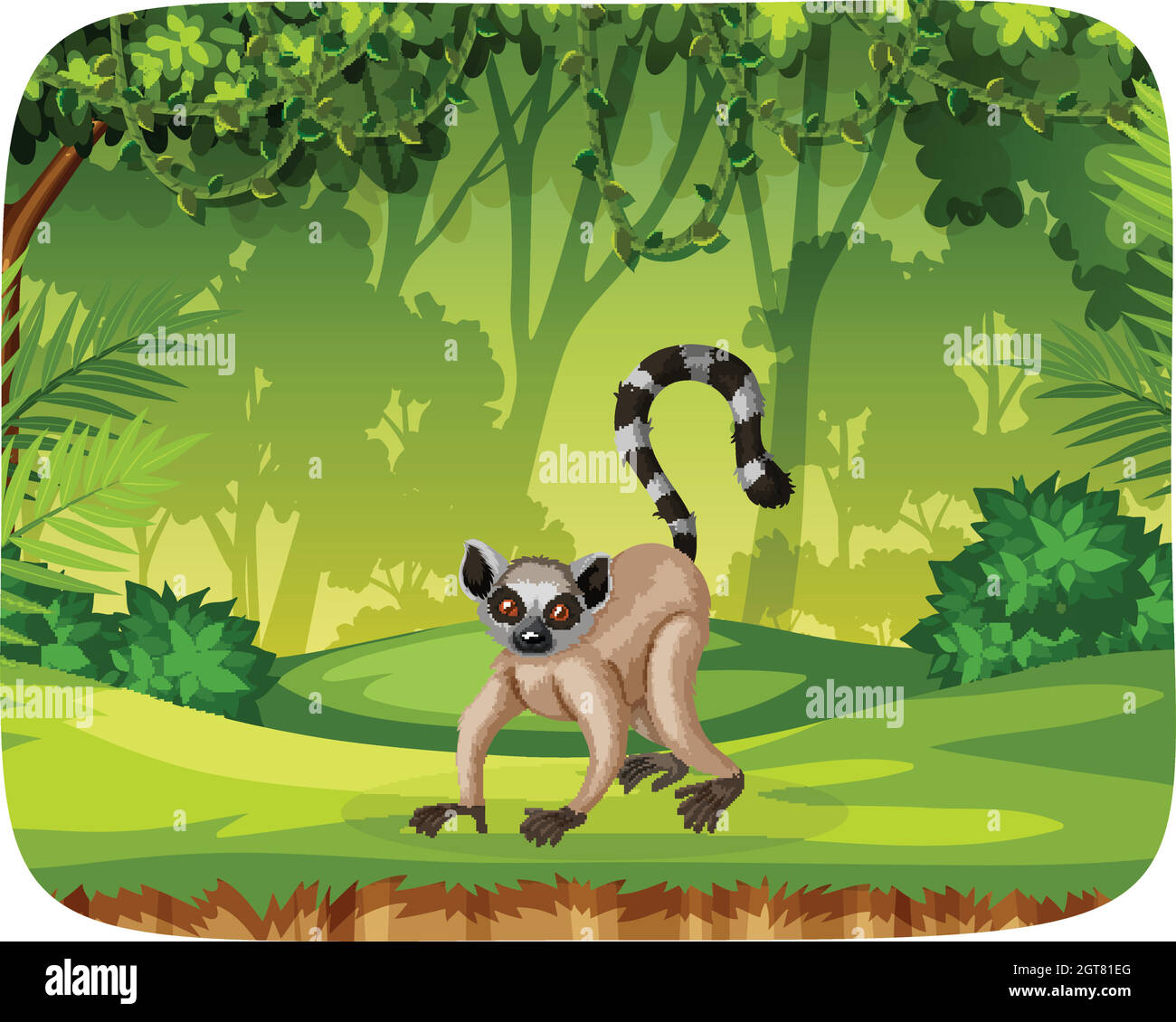 Monkey in jungle scene Stock Vector Image & Art - Alamy