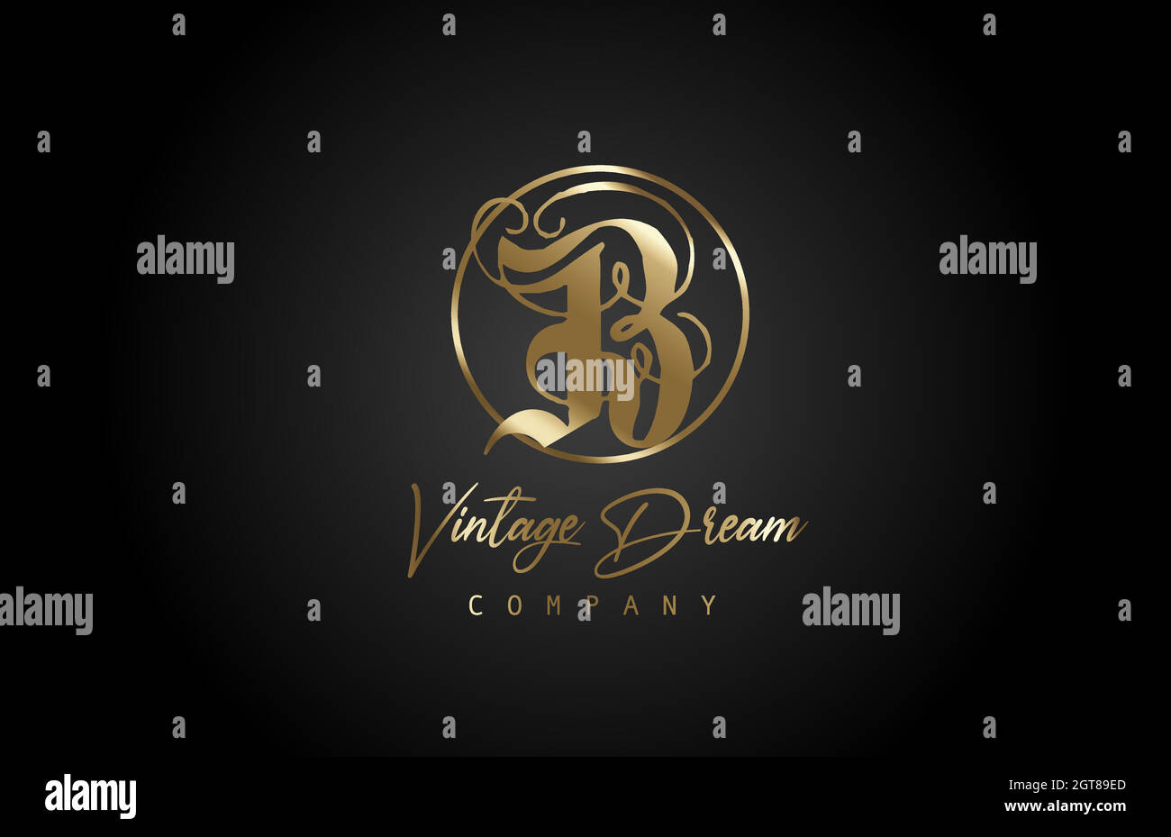 B gold golden alphabet letter icon logo. Vintage design concept for ...