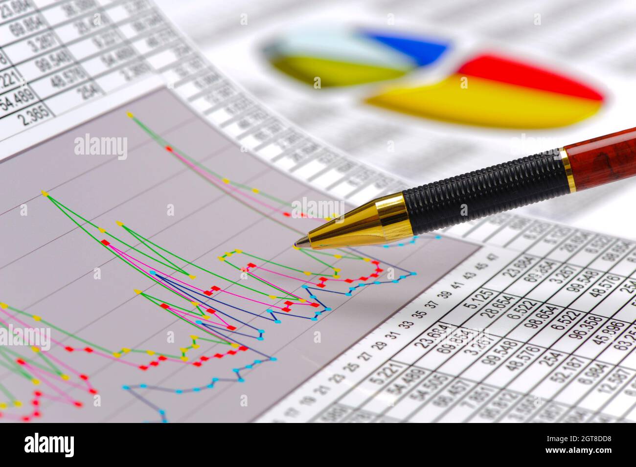 Finance And Business With Chart And Calculation Stock Photo