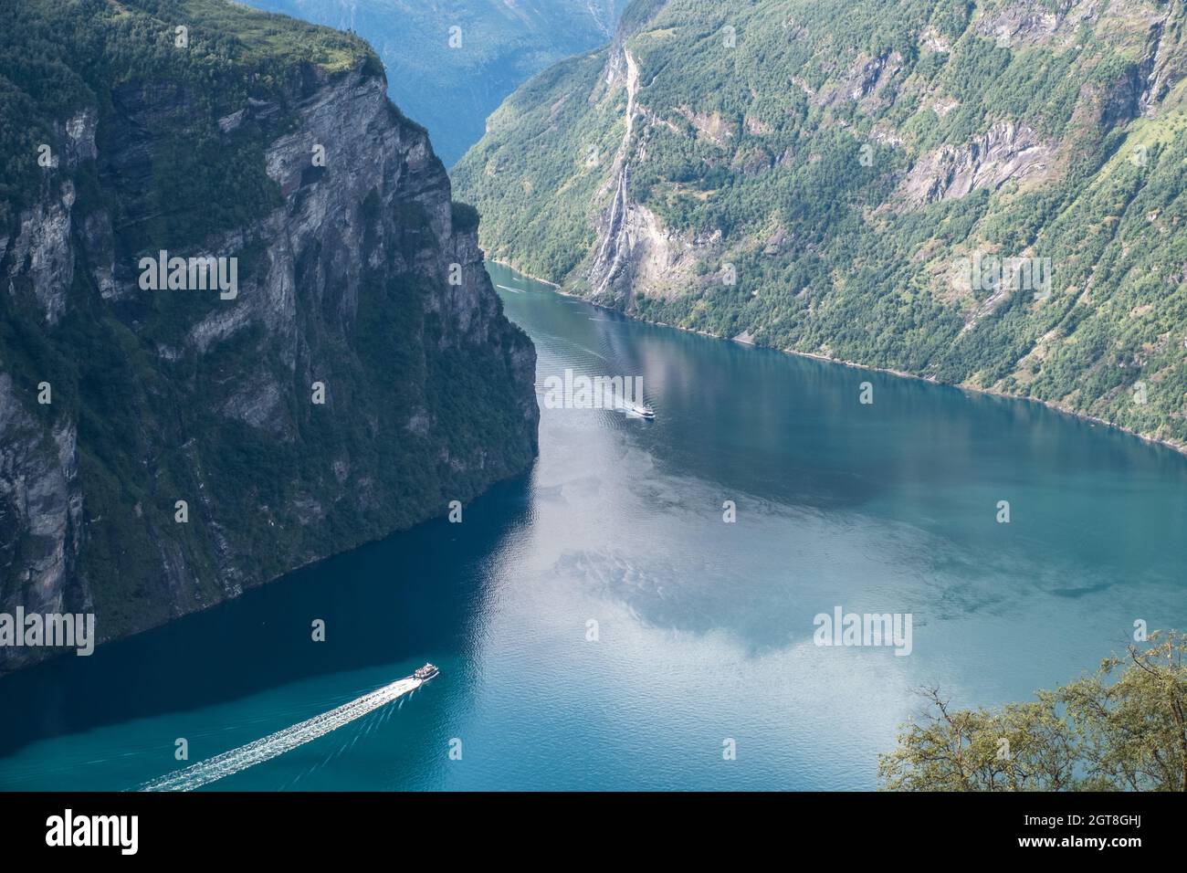 Aerial View At Fjord Of Geiranger On A Beauty Day In Summer Stock Photo