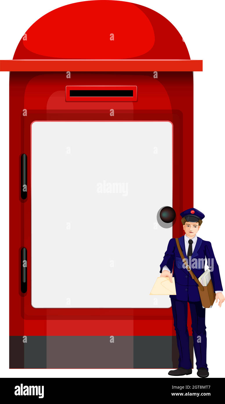 A mailman beside the big mailbox Stock Vector