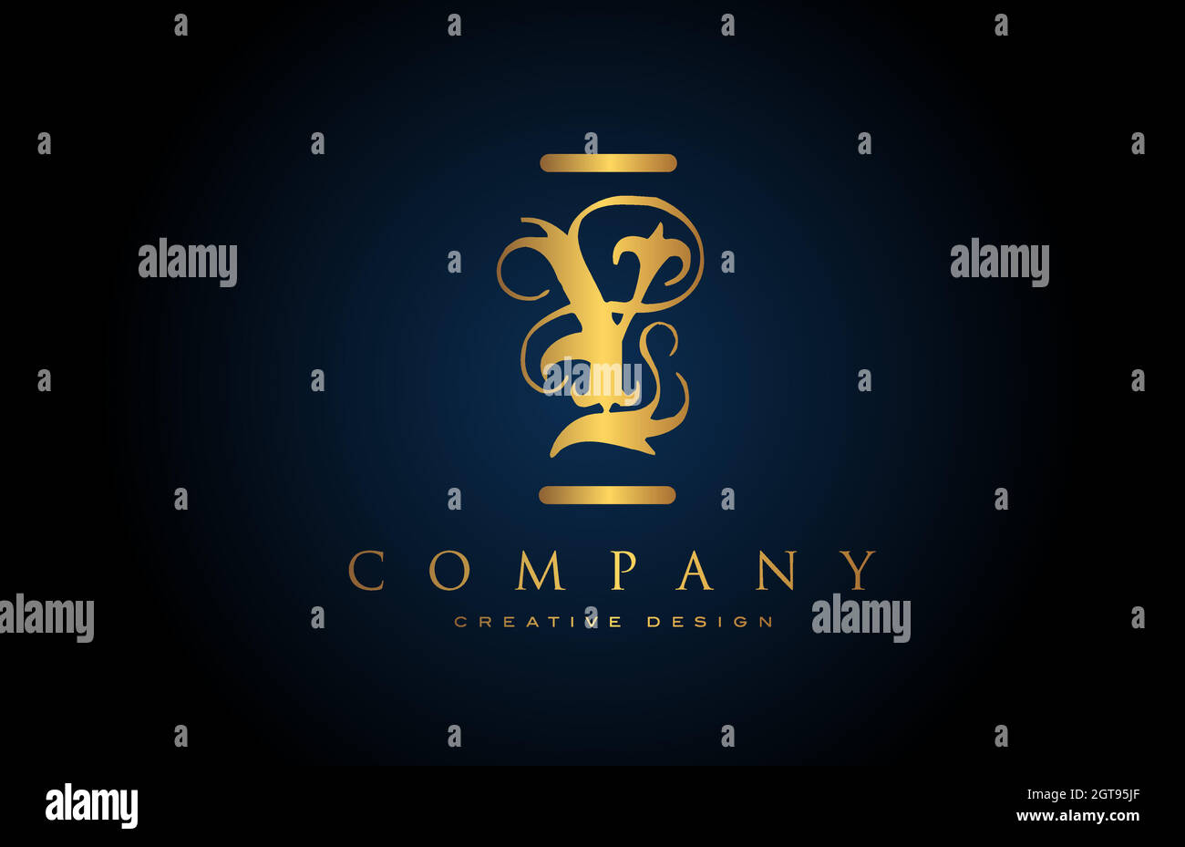 vintage gold Y alphabet letter logo icon for company and business. Brading and lettering with creative golden design Stock Vector