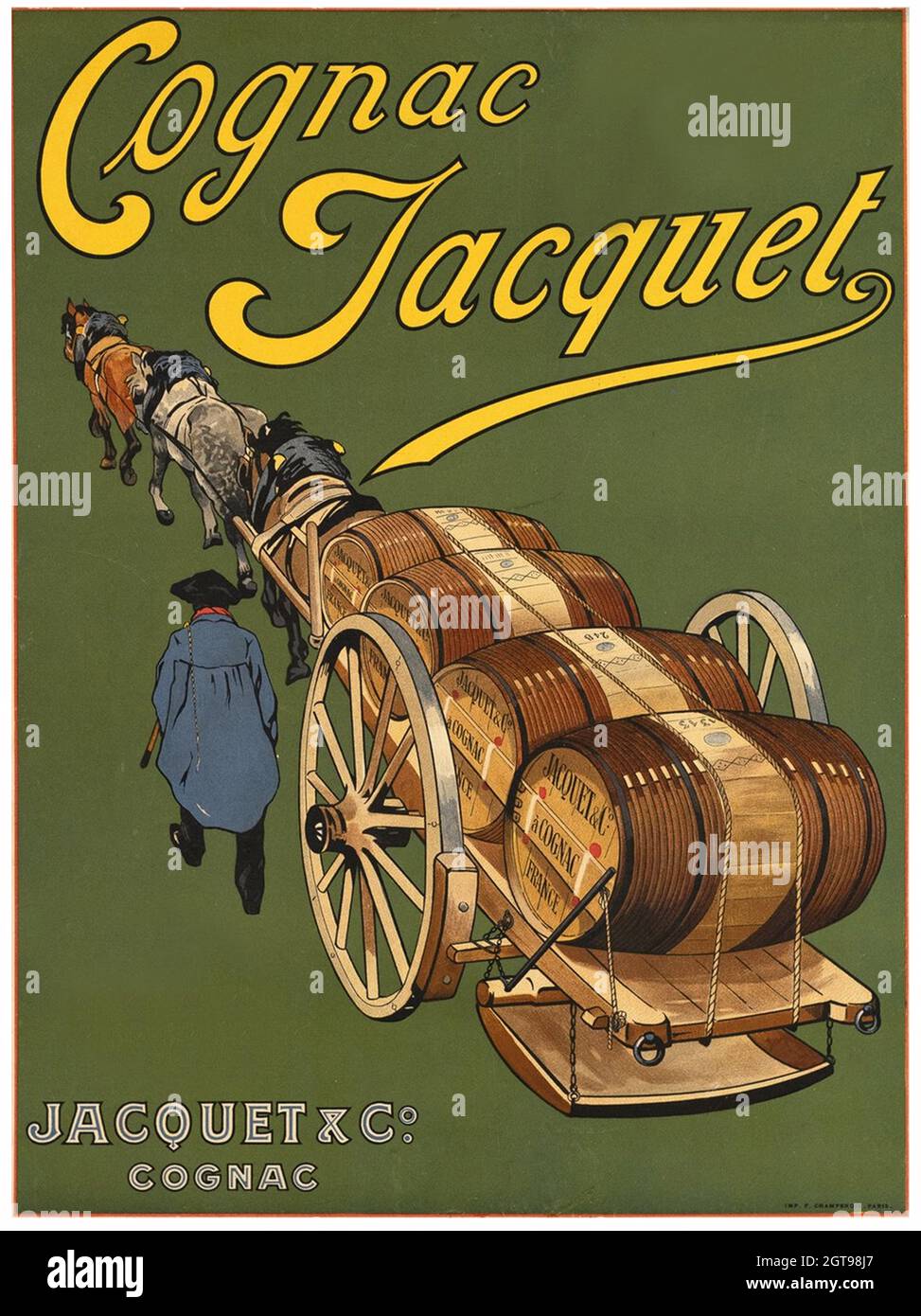 Vintage French alcohol poster - Cognac Jacquet, 1910s Stock Photo