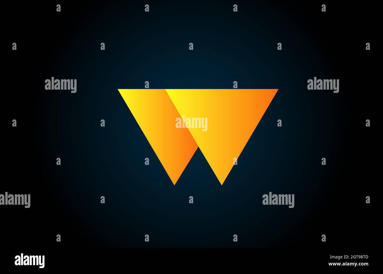 geometric alphabet W letter logo for business and company with yellow ...