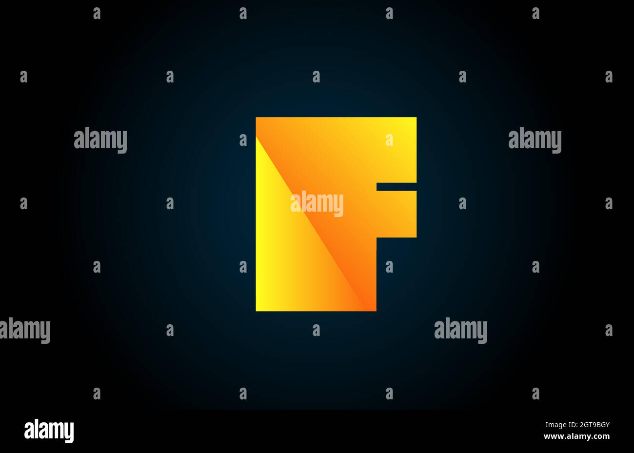 geometric alphabet F letter logo for business and company with yellow ...