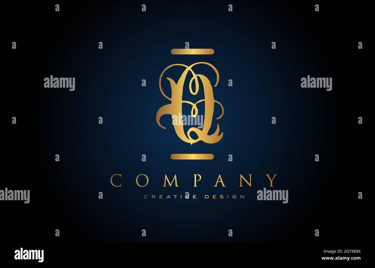 vintage gold Q alphabet letter logo icon for company and business ...
