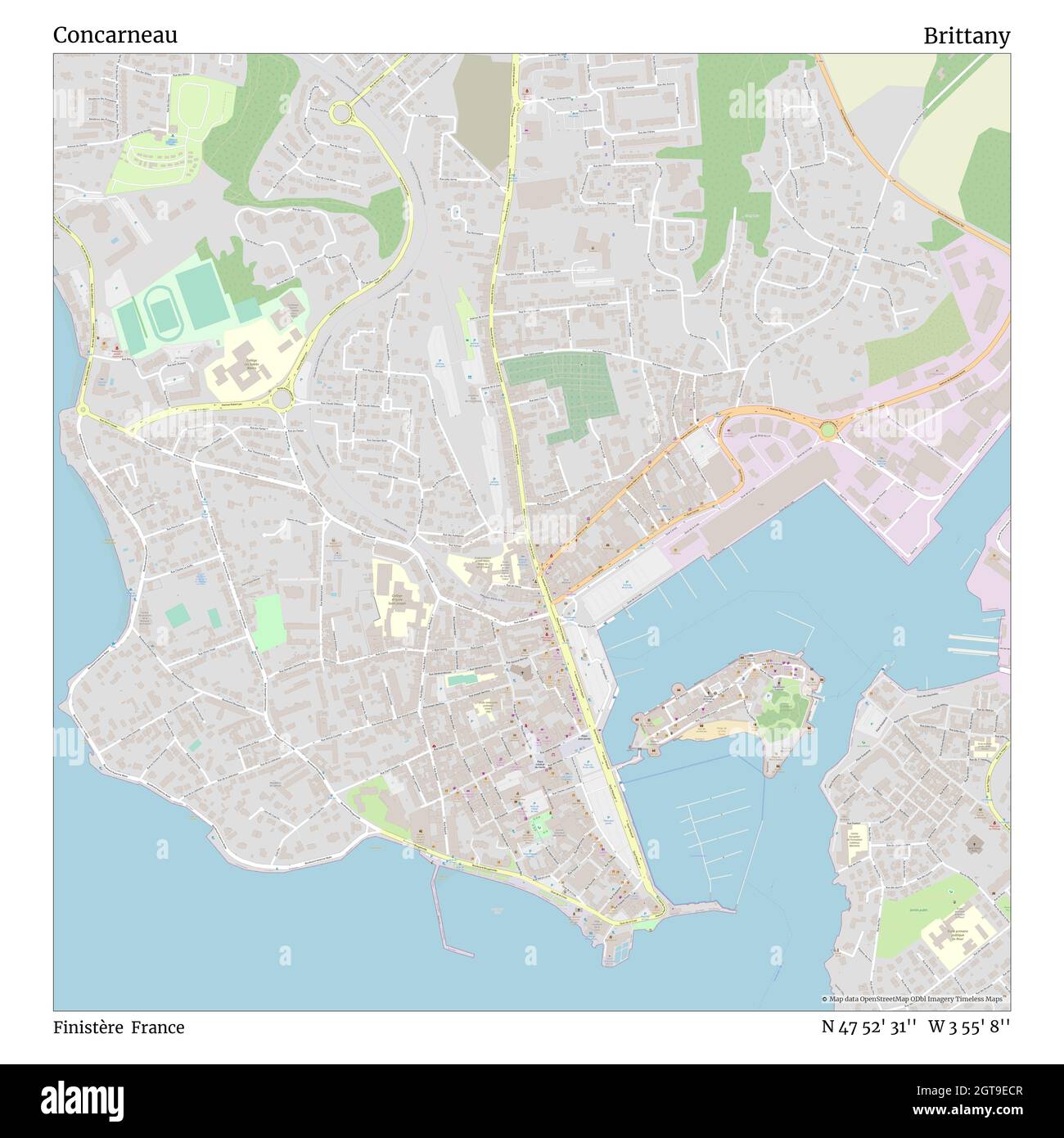 Concarneau map Cut Out Stock Images & Pictures - Alamy